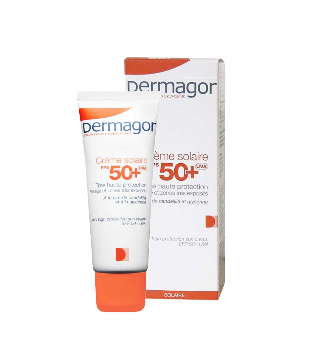 ضد آفتاب بی رنگ مناسب انواع پوست SPF 50 Dermagor Sunscreen Cream Spf50 50ml