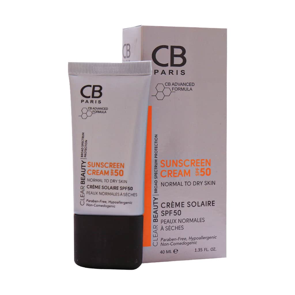 سی بی کرم ضد آفتاب بیرنگ مناسب پوست های نرمال تا خشک اس پی اف ۵۰ Cb sunscreen normal to dry skin spf50