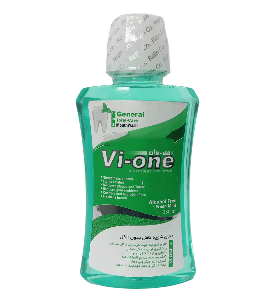 دهانشویه کامل بدون الکل سبز 330میل Vi One Mouthwash General Fresh Mint 330ml