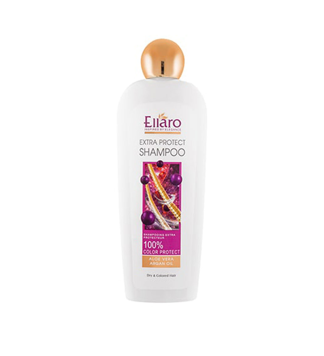 شامپو مناسب موهای خشک و رنگ شده مدل Extra Protect حجم 450میل Ellaro Extra Protect Shampoo For Dry Hair 450ml