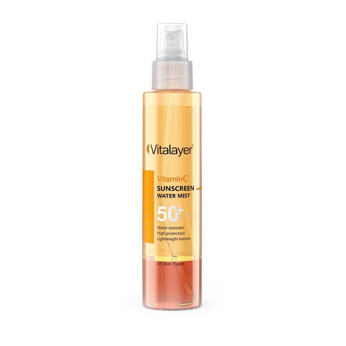 اسپری ضد آفتاب دو فاز با SPF50 دارای ویتامین سی حجم 150 میلی لیتر Vitalayer Vitamin C Spf50 Sunscreen Spray 150 ml