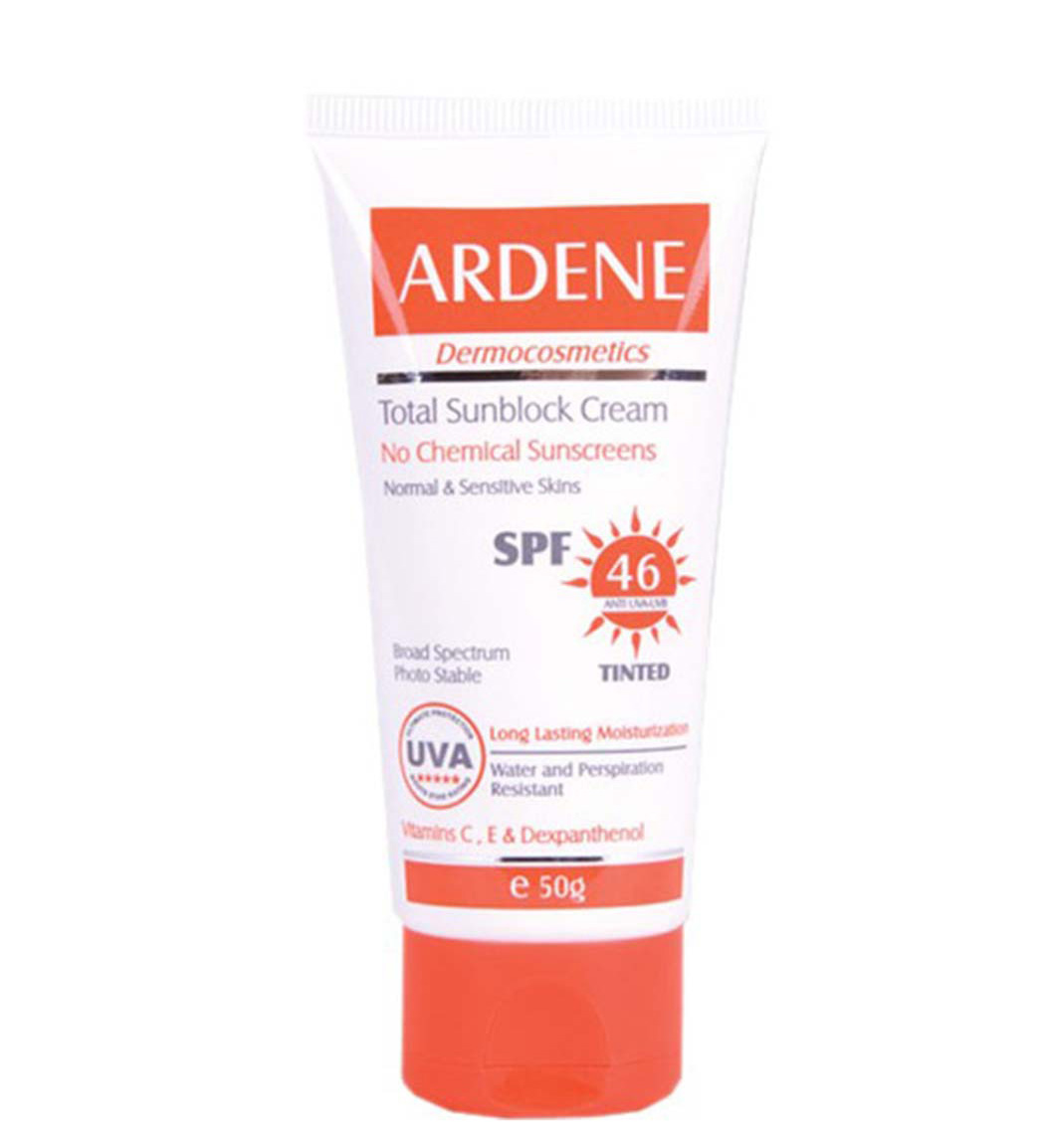 کرم ضد آفتاب رنگی فاقد جاذب های شیمیایی اس پی اف 46 ardene spf 46 no chemical tinted total sunblock cream