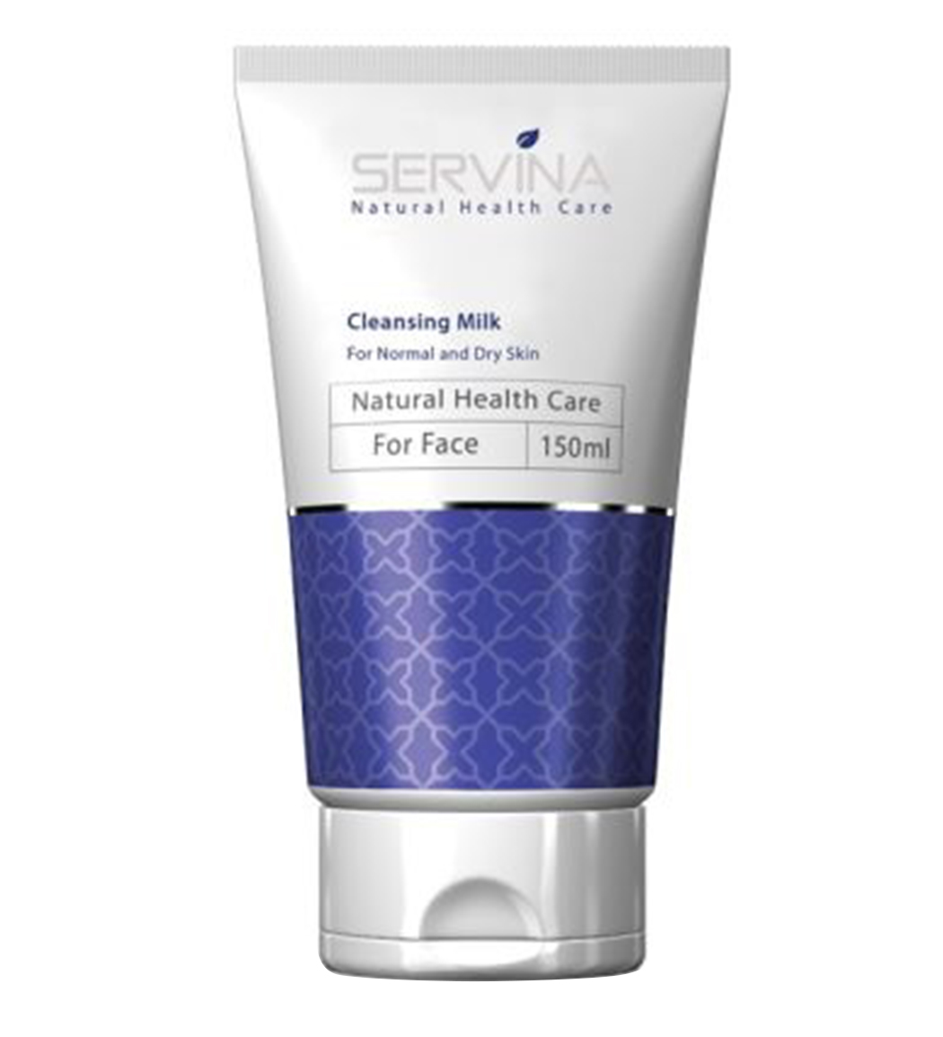 لوسیون پاک کننده آرایش صورت مخصوص پوست خشک و معمولی Servina Cleansing Milk For Normal And Dry Skin 150ml