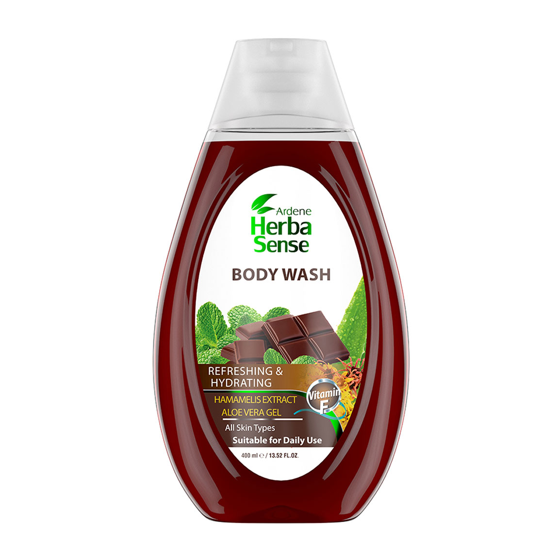 شامپو بدن شکلات و نعناع با رایحه طراوت بخش حجم 400 میلی لیتر Ardene Herba Sense Refreshing And Hydrating Body Wash 400 ml
