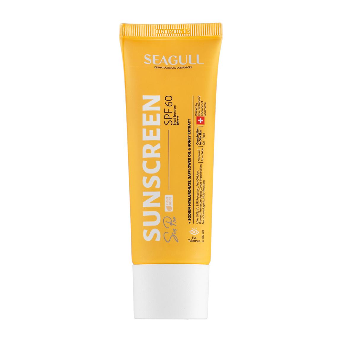 کرم ضد آفتاب رنگ بژ روشن با SPF 60 حجم 50 میلی لیتر Seagull Sunpro Tined Sunscreen Cream Oil Free 50 ml