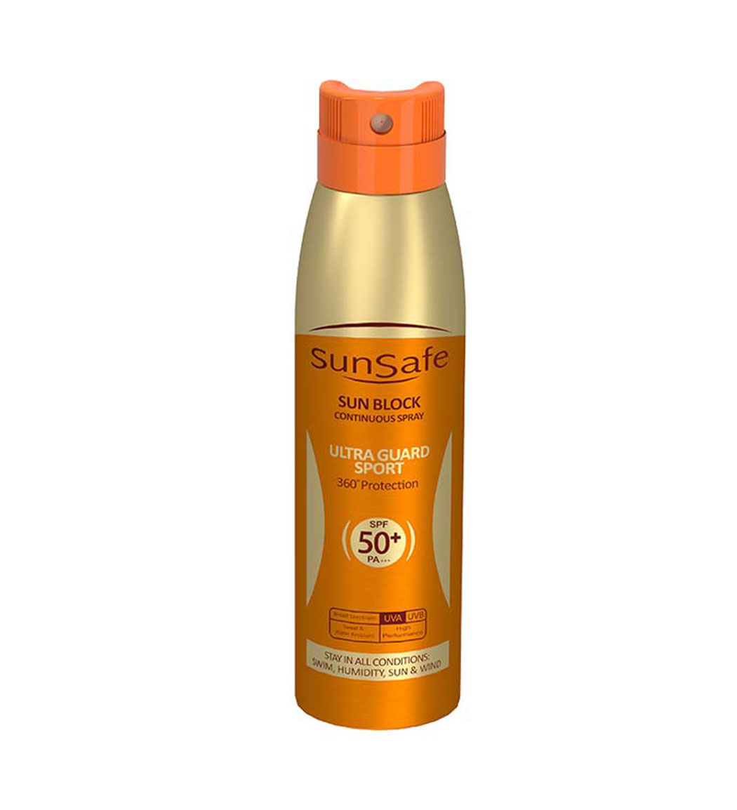 اسپری ضد آفتاب الترا گارد اسپرت Spf50 Sunsafe Ultra Guard Sport Sunblock Spf50 150ml