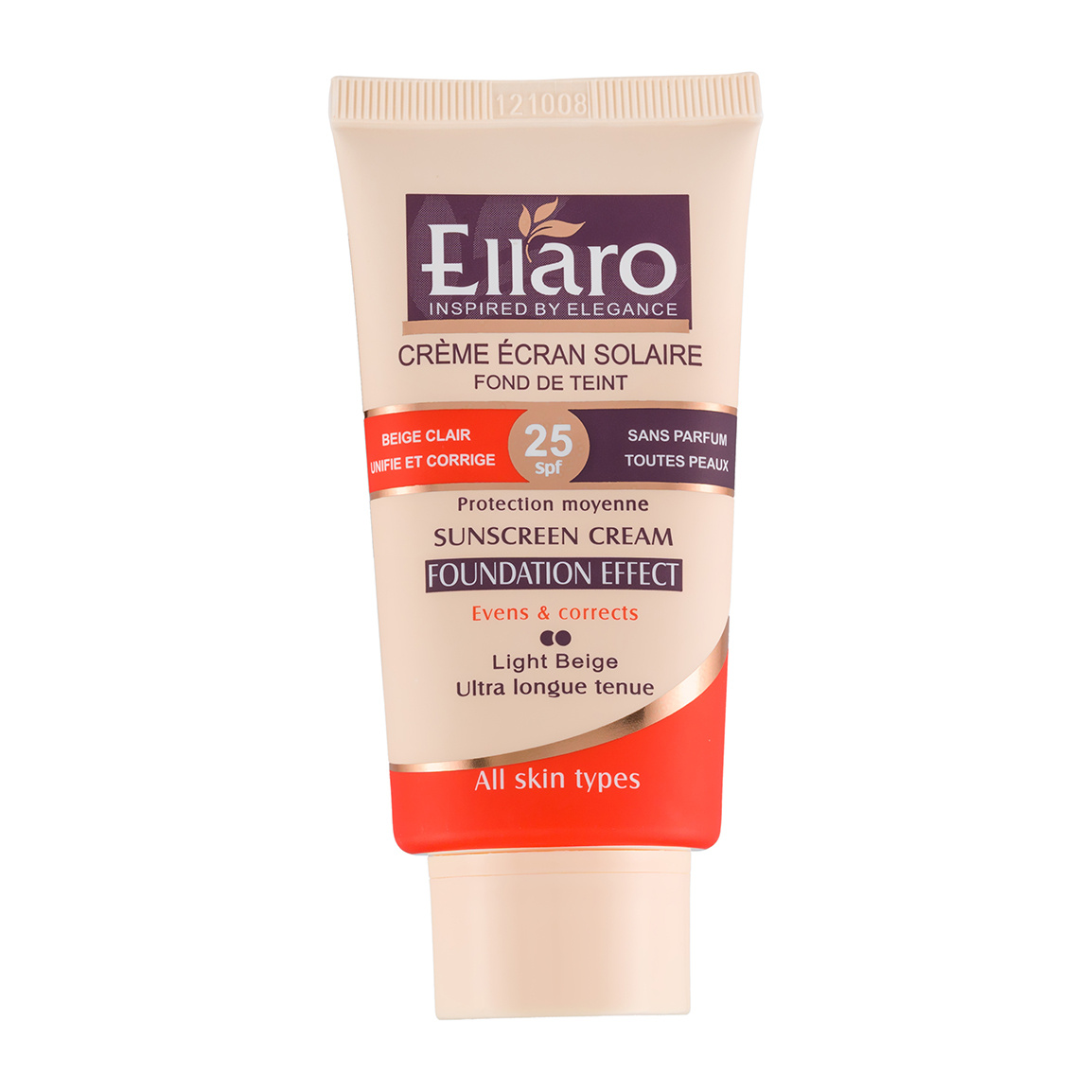 کرم ضد آفتاب با پوشش کرم پودری اس پی اف 25 Ellaro Sun Cream SPF25 Tinted