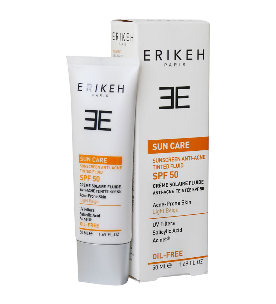 فلویید ضد آفتاب رنگی ضد آکنه SPF50 حجم 50میل Erike Tinted Sunscreen Combination To Oily Skin 50ml