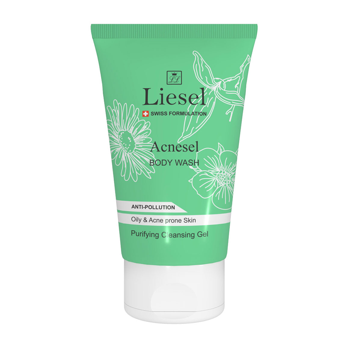 ژل شستشوی بدن پوست چرب آکنه سل حجم 150 میلی لیتر Lisel Body wash gel acnesel for oily acne prone skin 150 ml
