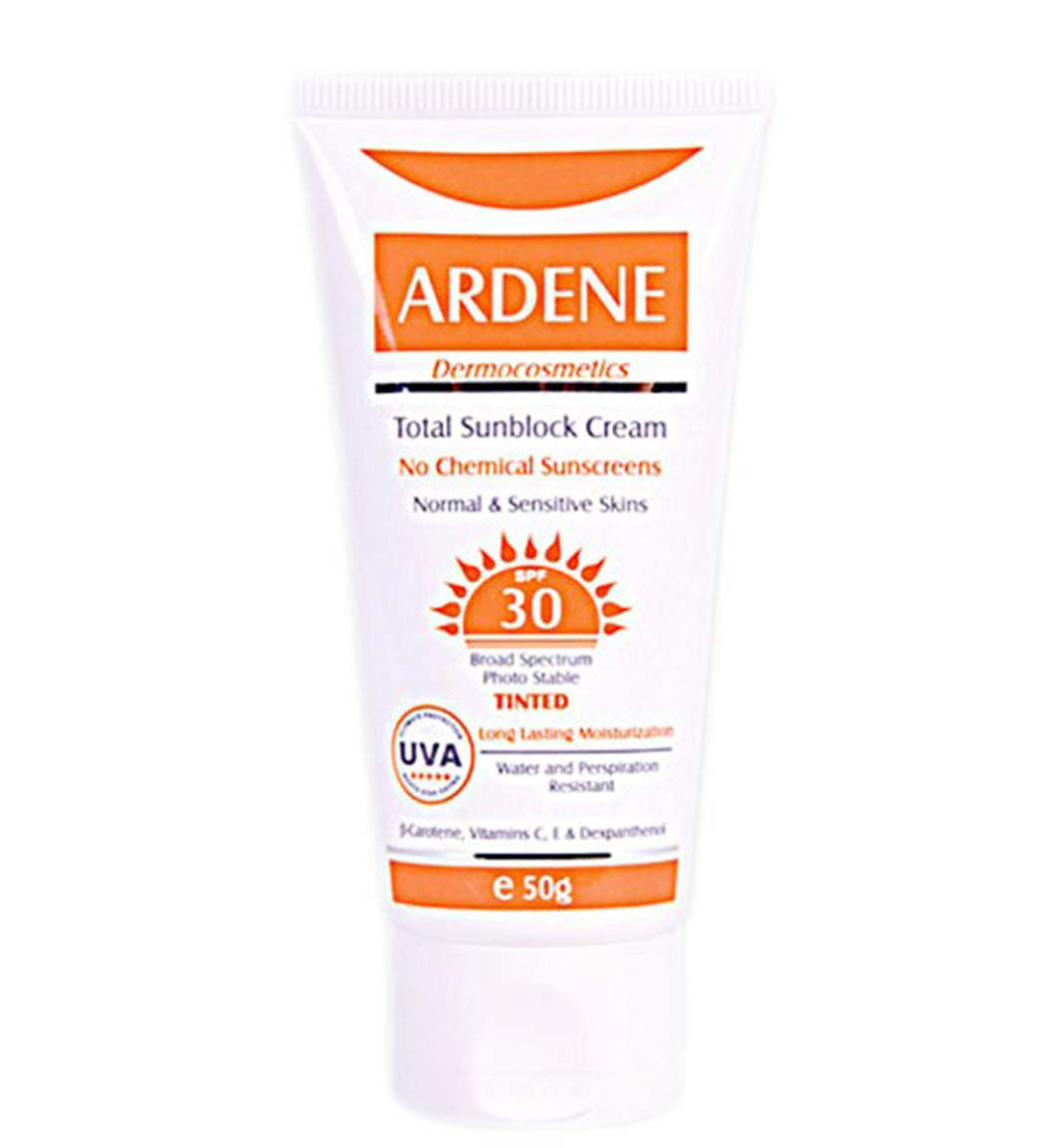 ضد آفتاب اس پی اف 30 رنگی فاقد جاذب های شیمیایی ardene spf 30 no chemical tinted total sunblock cream
