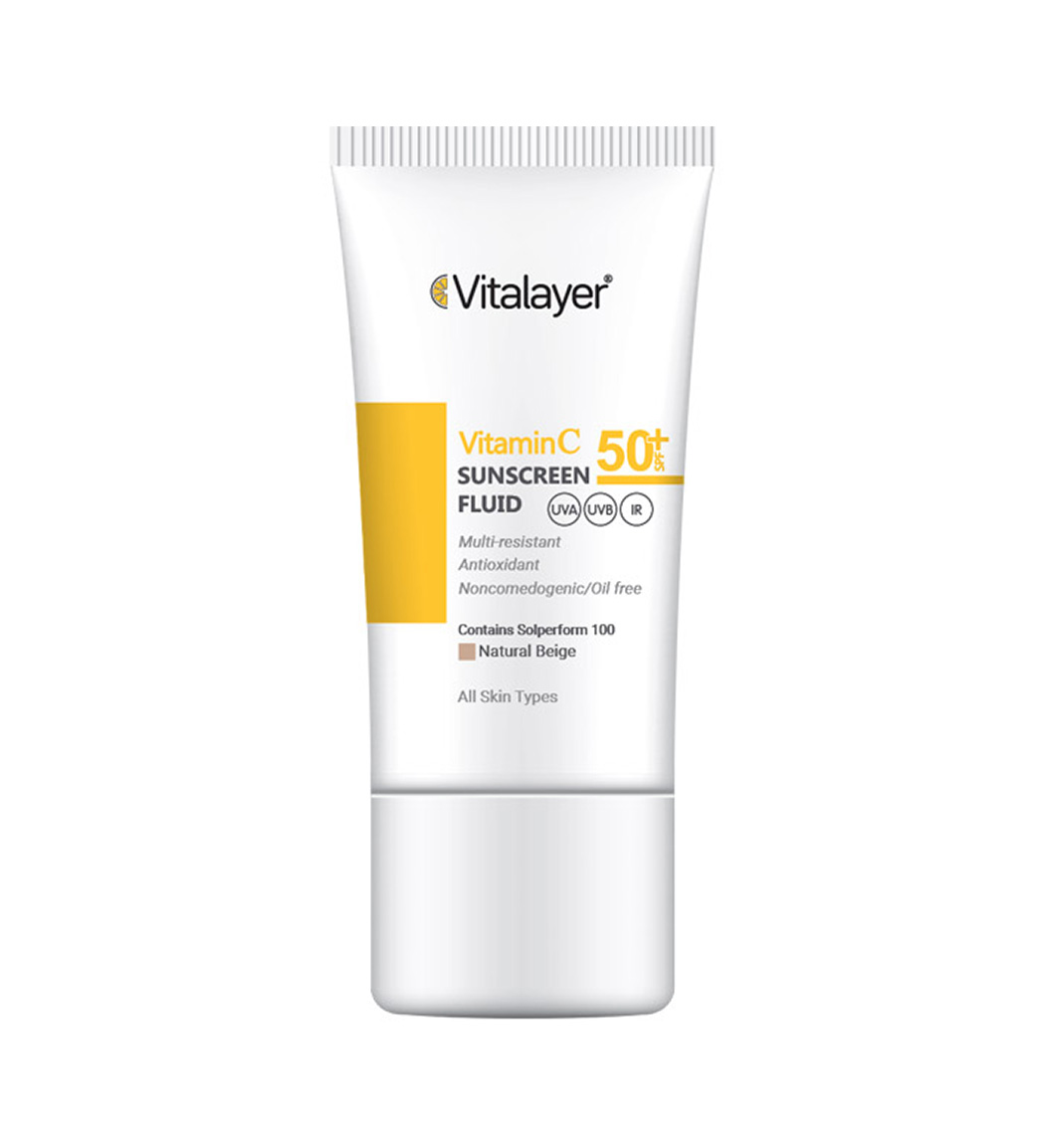 فلوئید ضد آفتاب رنگی مدل Vitamin C حجم 50 میل Vitalayer Vitamin C Sunscreen Fluid Colored 50 ml